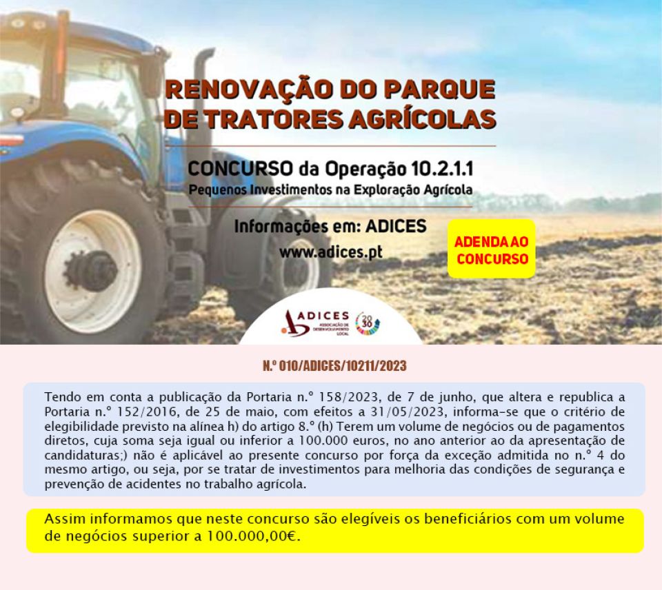 CONCURSO [ Operação 10.2.1.1 ] – Pequenos Investimentos na Exploração Agrícola.